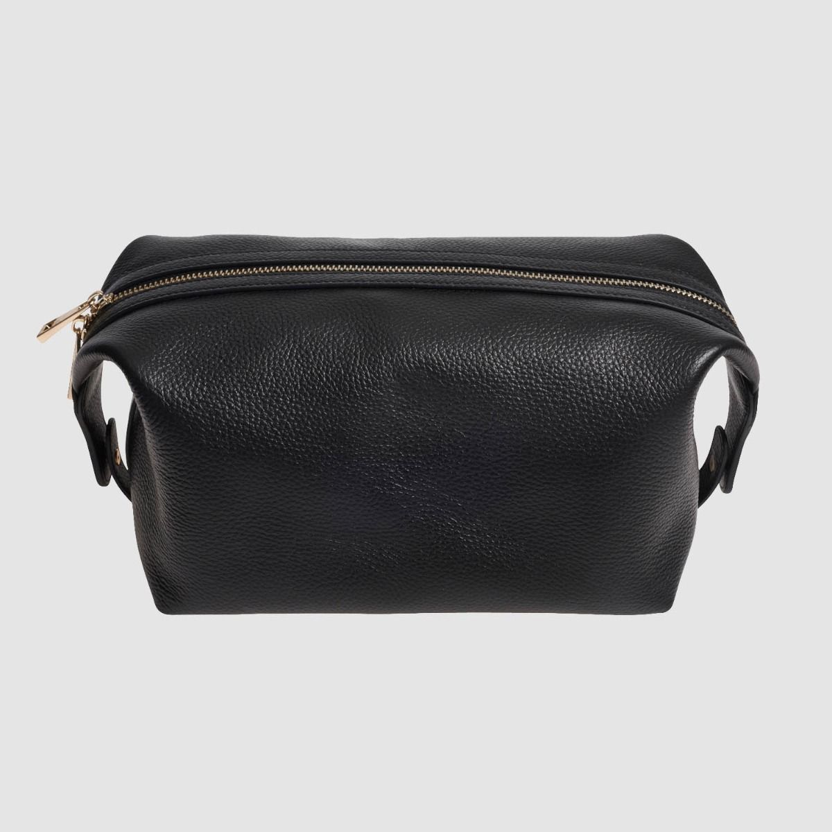 mens black leather toiletry bag